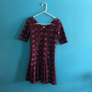 Red patterned skater dress